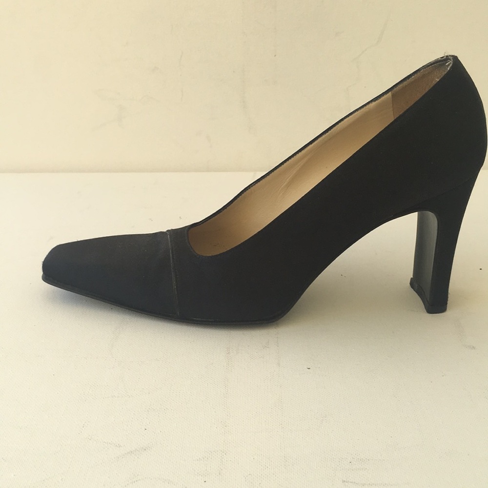 Adriana V. Campanile Black Satin Heels